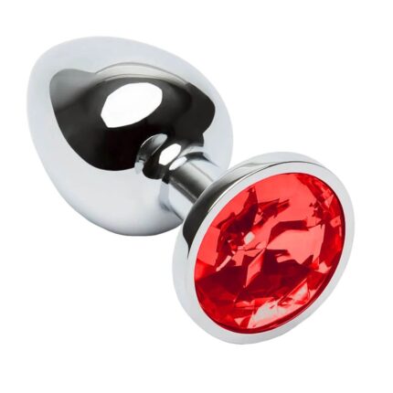 Plug anal de metal com pedra vermelha